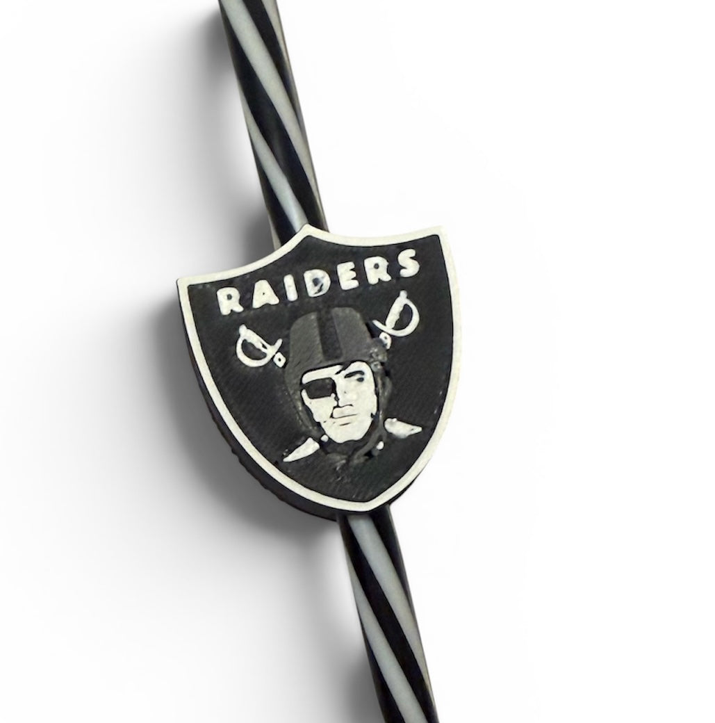 Black & Silver Football Fan Straw Topper