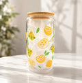 Fresh Lemon Glass Can Cup with Bamboo Lid & Straw