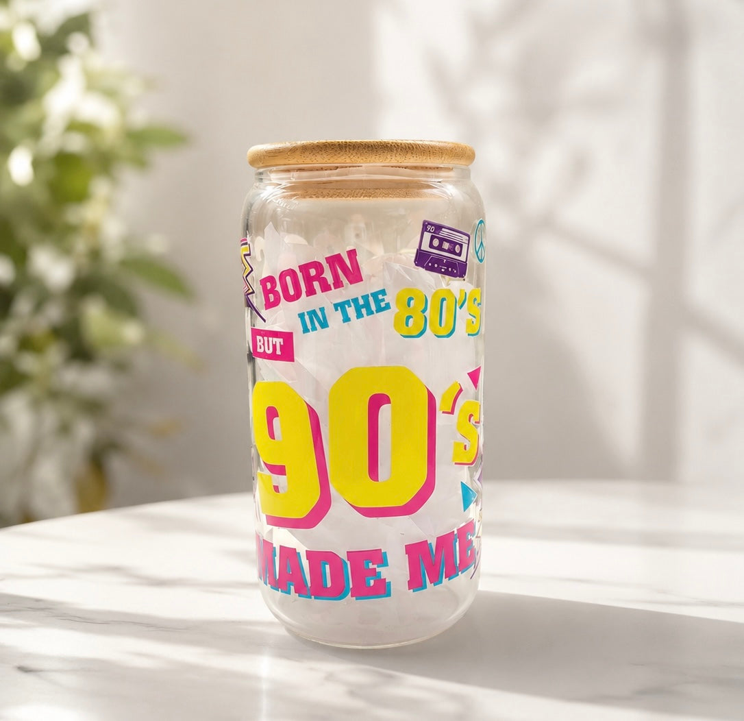 Born in the 80’s, Raised by the 90’s Glass Can Cup