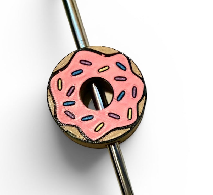 Pink Sprinkle Donut Straw Topper