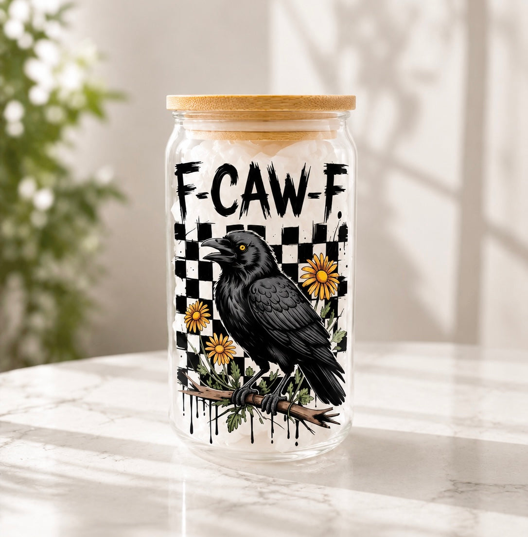 16 Oz. “F-Caw-F” Glass Can