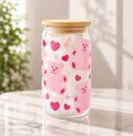 16 Oz. Pink Bear Glass Can Cup