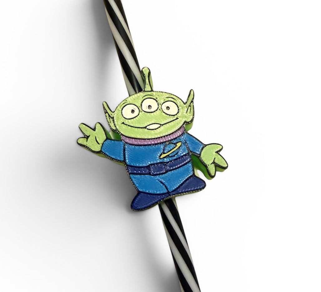 Green Alien Inspired Straw Topper