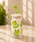 16 Oz. Daisy Frog Can Cup (plus decorated lid & straw topper)