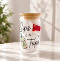 16 Oz.  “Sips & Trips” Glass Can
