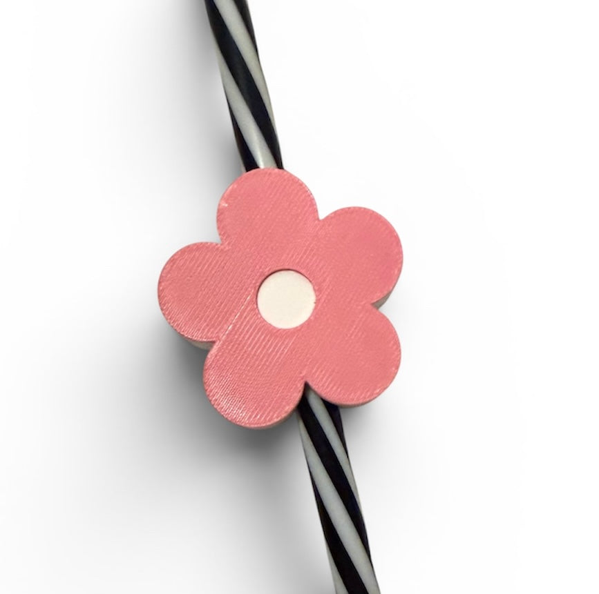 Pink Flower Straw Topper