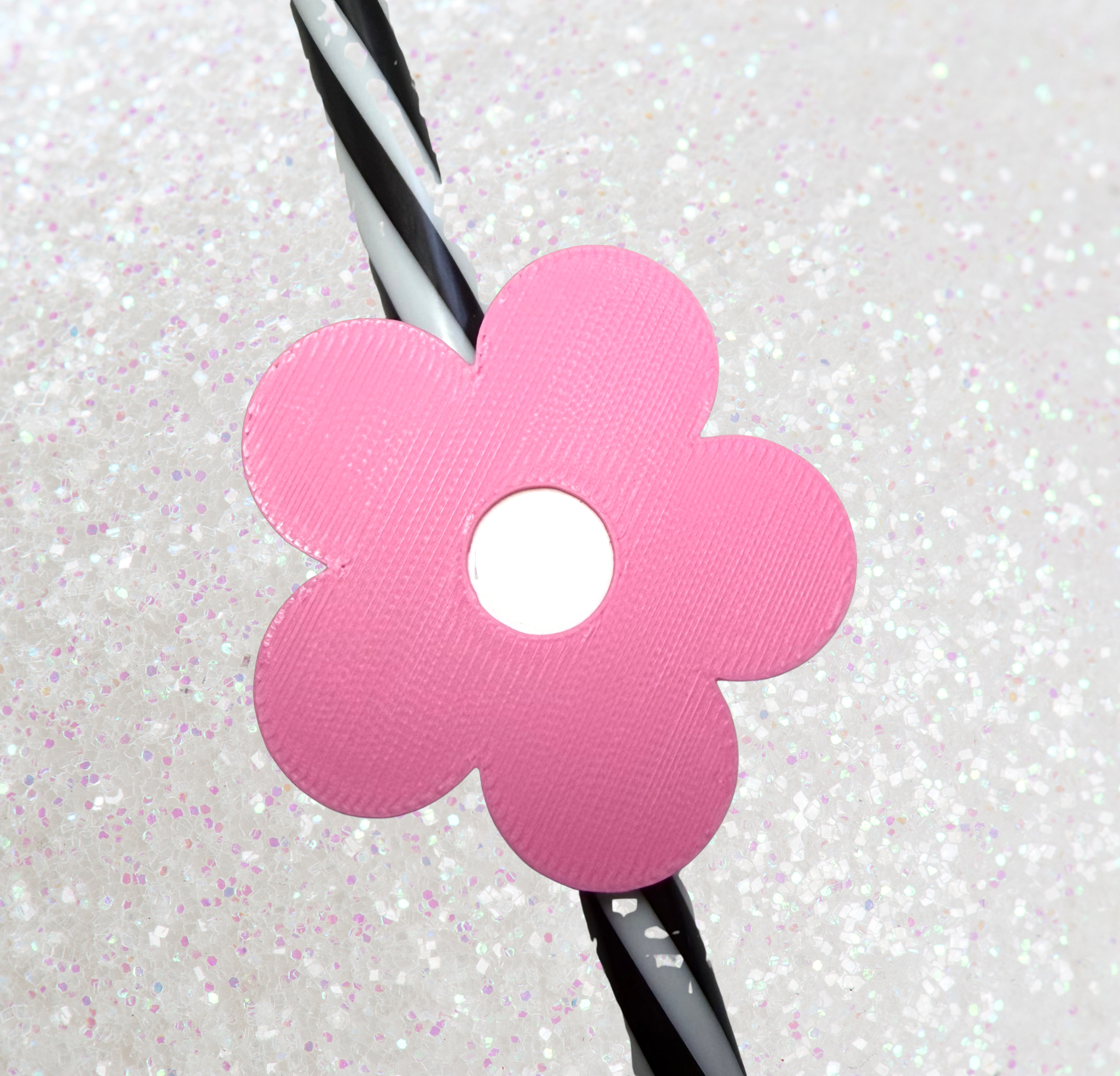 Pink Flower Straw Topper