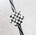 Checkered Flower Straw Topper