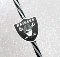 Black & Silver Football Fan Straw Topper