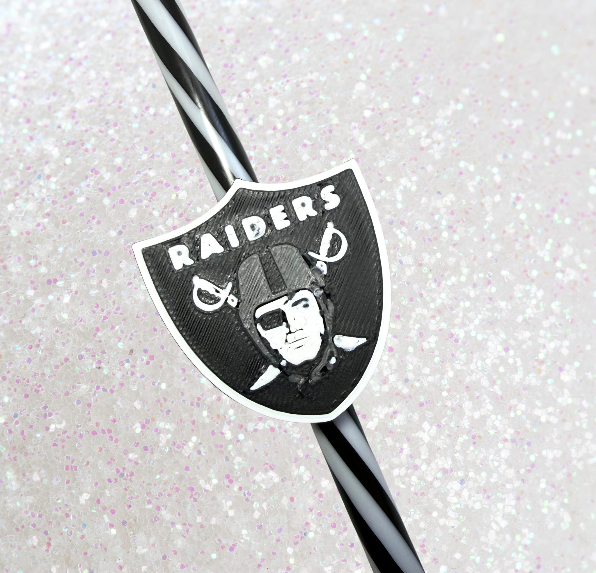 Black & Silver Football Fan Straw Topper