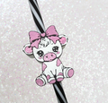 Pink Cow Bow Straw Topper